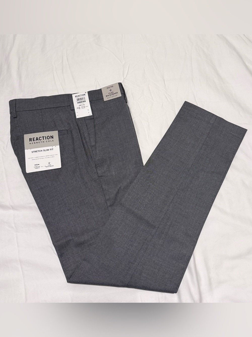 Reaction Kenneth Cole Charcoal Stretch Slim Dress Pants - 30WX32